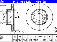 Disc frana 24 0116-0128 1 ATE pentru Iveco Daily