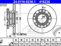 Disc frana 24 0116-0236 1 ATE pentru Ford Tourneo Ford Transit