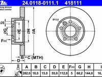 Disc frana 24 0118-0111 1 ATE pentru Vw Eurovan Vw Transporter