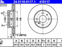 Disc frana 24 0118-0117 1 ATE pentru Nissan Almera Nissan Pulsar