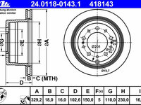 Disc frana 24 0118-0143 1 ATE pentru Toyota Land Toyota Prado