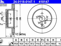 Disc frana 24 0118-0147 1 ATE