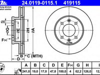 Disc frana 24 0119-0115 1 ATE pentru Hyundai Click Hyundai Getz Hyundai Tb