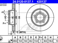 Disc frana 24 0120-0137 1 ATE pentru Audi 200 Audi 100 Audi A8