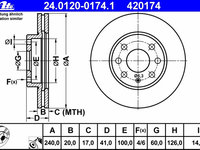 Disc frana 24 0120-0174 1 ATE pentru Opel Corsa Opel Vita