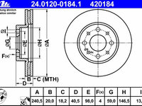 Disc frana 24 0120-0184 1 ATE pentru Fiat Panda Fiat 500 Ford Ka