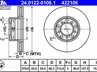 Disc frana 24 0122-0106 1 ATE pentru Mercedes-benz S-class Mercedes-benz Sl