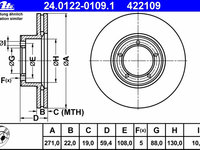 Disc frana 24 0122-0109 1 ATE pentru Opel Commodore Opel Senator Opel Monza Opel Admiral Opel Diplomat Opel Manta