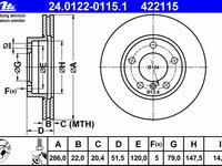 Disc frana 24 0122-0115 1 ATE pentru Bmw Seria 3 Bmw Z3 Bmw Z4