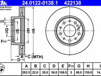 Disc frana 24 0122-0138 1 ATE pentru Volvo 740