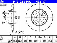 Disc frana 24 0122-0147 1 ATE pentru Alfa romeo 155 Fiat 500 Fiat Bravo Fiat Ritmo Fiat Fiorino Fiat Qubo Fiat Coupe Fiat Doblo Fiat Marea Fiat Croma Fiat Idea Fiat Linea Fiat Stilo