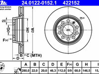 Disc frana 24 0122-0152 1 ATE pentru Audi A4 Audi A8 Vw Passat