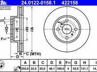 Disc frana 24 0122-0158 1 ATE pentru Toyota Corolla Toyota Runx