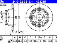 Disc frana 24 0122-0215 1 ATE pentru Vw Touareg Vw Multivan Vw Transporter Vw Kombi Vw Eurovan