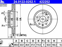 Disc frana 24 0122-0252 1 ATE pentru Fiat Sedici