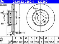 Disc frana 24 0122-0260 1 ATE pentru Hyundai I20 Kia Rio Hyundai Accent Hyundai Verna Kia Pride