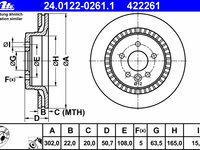 Disc frana 24 0122-0261 1 ATE pentru Volvo Xc60