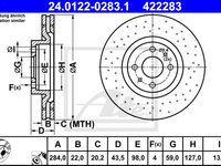 Disc frana 24 0122-0283 1 ATE pentru Fiat 500