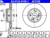 Disc frana 24 0123-0109 1 ATE pentru Honda Civic Honda Stream Honda Cr-v