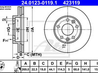 Disc frana 24 0123-0119 1 ATE pentru Dacia Duster