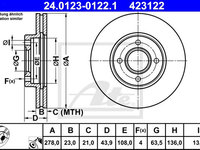 Disc frana 24 0123-0122 1 ATE pentru Ford Fiesta Ford B-max Ford Transit