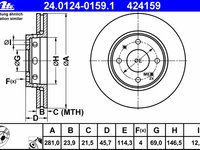 Disc frana 24 0124-0159 1 ATE pentru Mitsubishi Carisma Volvo S40 Volvo V40