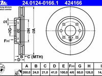 Disc frana 24 0124-0166 1 ATE pentru Opel Corsa Opel Vita Opel Combo Opel Tigra