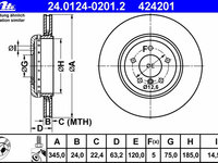 Disc frana 24 0124-0201 2 ATE pentru Bmw Seria 5 Bmw Seria 6