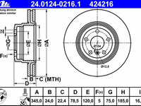 Disc frana 24 0124-0216 1 ATE pentru Bmw X6 Bmw X5