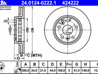 Disc frana 24 0124-0222 1 ATE pentru Renault Kangoo Mercedes-benz Citan