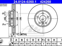 Disc frana 24 0124-0260 1 ATE pentru Bmw Seria 2 Bmw X1 Bmw X2