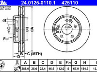 Disc frana 24 0125-0110 1 ATE pentru Mercedes-benz C-class Mercedes-benz E-class Mercedes-benz Slk Mercedes-benz Clk Mercedes-benz Clc-class