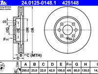 Disc frana 24 0125-0148 1 ATE pentru Opel Combo