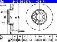 Disc frana 24 0125-0171 1 ATE pentru Vw Passat Skoda Superb