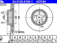 Disc frana 24 0125-0184 1 ATE pentru Audi A5 Audi A4