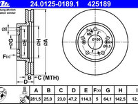 Disc frana 24 0125-0189 1 ATE pentru Honda Edix Honda Fr-v