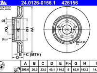 Disc frana 24 0126-0156 1 ATE pentru Toyota Avensis Toyota Auris Toyota Blade Toyota Altis Toyota Corolla Toyota Verso