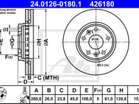 Disc frana 24 0126-0180 1 ATE pentru Mercedes-benz Citan