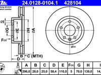 Disc frana 24 0128-0104 1 ATE pentru Opel Omega Opel Senator