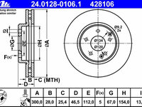 Disc frana 24 0128-0106 1 ATE pentru Mercedes-benz E-class Mercedes-benz Clk Mercedes-benz Slk Mercedes-benz C-class Mercedes-benz Clc-class