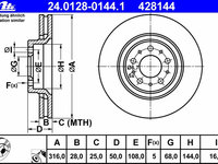 Disc frana 24 0128-0144 1 ATE pentru Volvo S60 2000 2001 2002 2003 2004 2005 2006 2007 2008 2009 2010