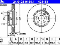 Disc frana 24 0128-0154 1 ATE pentru Land rover Freelander Land rover Lr2 Ford Galaxy Ford S-max Volvo V60 Volvo V70 Volvo S80 Volvo Xc70 Volvo S60 Land rover Range rover