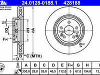 Disc frana 24 0128-0188 1 ATE pentru Mercedes-benz C-class Mercedes-benz Clk Mercedes-benz Clc-class