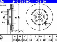 Disc frana 24 0128-0190 1 ATE pentru Toyota Estima Toyota Previa Toyota Tarago Toyota Camry