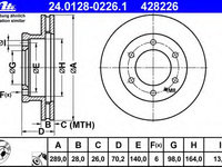 Disc frana 24 0128-0226 1 ATE pentru Ford Ranger Mazda B-serie Mazda Bounty Mazda Proceed Mazda Bt-50