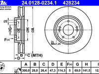 Disc frana 24 0128-0234 1 ATE pentru Hyundai I30 Kia Cee d Hyundai Veloster Kia Pro cee d Kia Soul