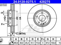 Disc frana 24 0128-0275 1 ATE pentru Mercedes-benz Cla Mercedes-benz Gla-class Mercedes-benz B-class