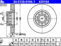 Disc frana 24 0130-0104 1 ATE pentru Audi 100 Audi A8 Audi A6