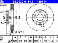 Disc frana 24 0130-0114 1 ATE pentru Vw Eurovan Vw Kombi Vw Transporter Vw Multivan Vw Touareg