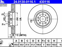 Disc frana 24 0130-0116 1 ATE pentru Volvo Xc90